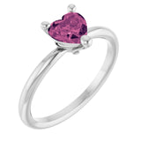 Heart Pink Tourmaline Solitaire Ring in Platinum