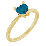Heart London Blue Topaz Solitaire Ring in Yellow Gold