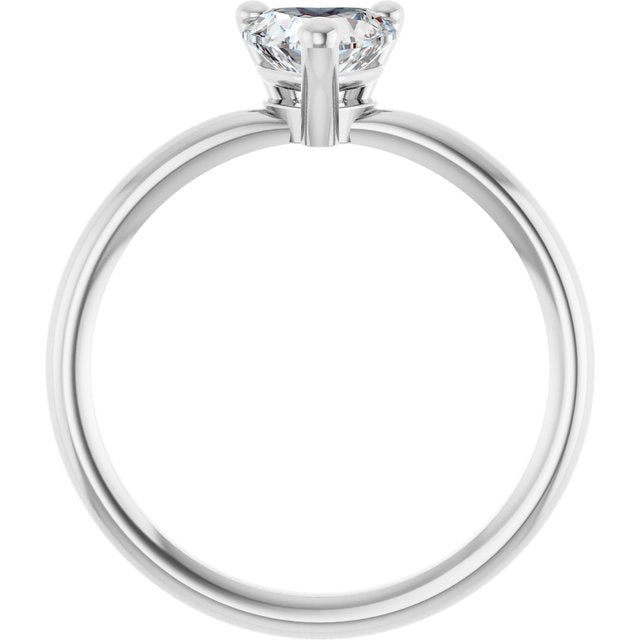 Heart White Sapphire Solitaire Ring in White Gold
