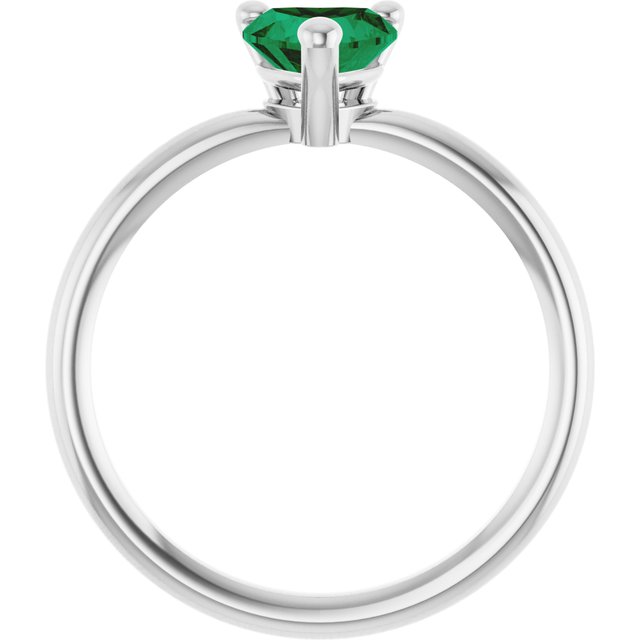 Heart Lab-Grown Emerald Solitaire Ring in White Gold