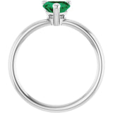 Heart Lab-Grown Emerald Solitaire Ring in White Gold