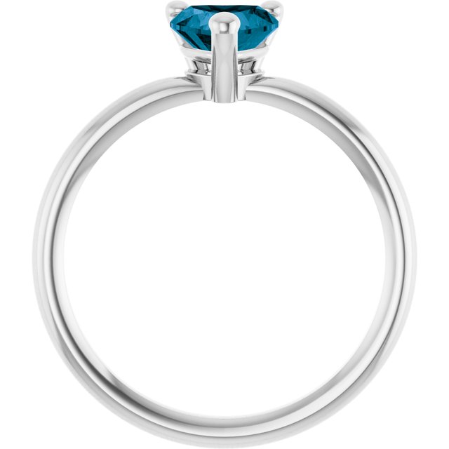 Heart London Blue Topaz Solitaire Ring in Platinum