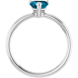 Heart London Blue Topaz Solitaire Ring in Platinum
