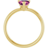 Heart Pink Tourmaline Solitaire Ring in Yellow Gold