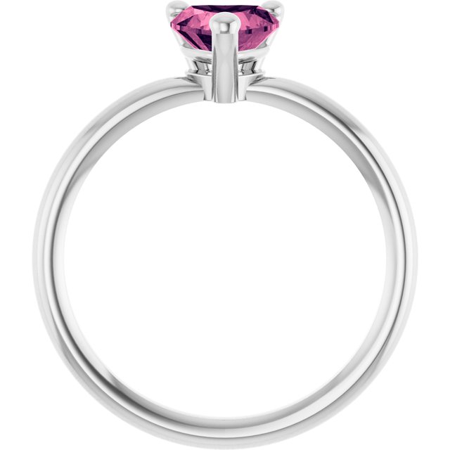Heart Pink Tourmaline Solitaire Ring in White Gold