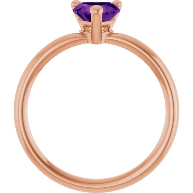 Heart Amethyst Solitaire Ring in Rose Gold