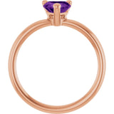Heart Amethyst Solitaire Ring in Rose Gold