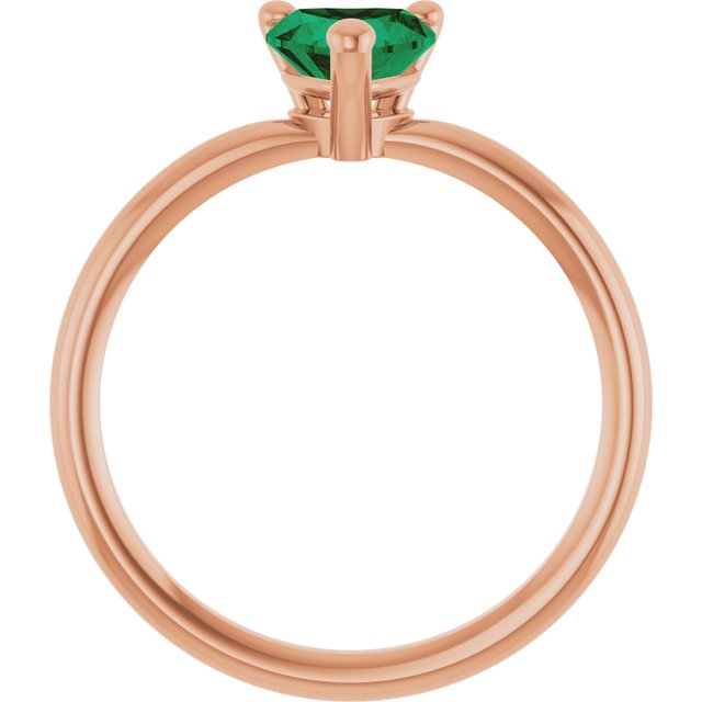 Heart Lab-Grown Emerald Solitaire Ring in Rose Gold