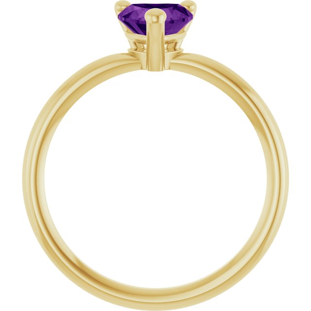 Heart Amethyst Solitaire Ring in Yellow Gold