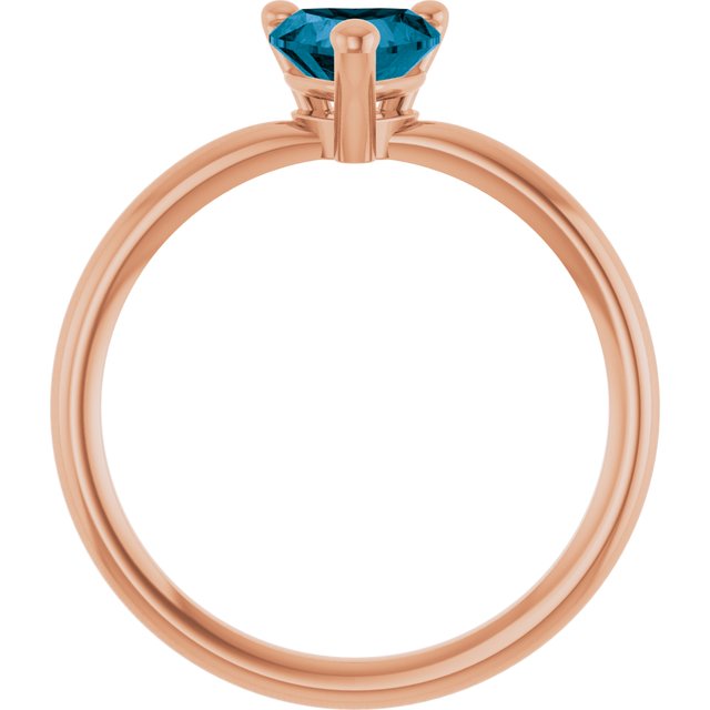 Heart London Blue Topaz Solitaire Ring in Rose Gold