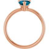 Heart London Blue Topaz Solitaire Ring in Rose Gold