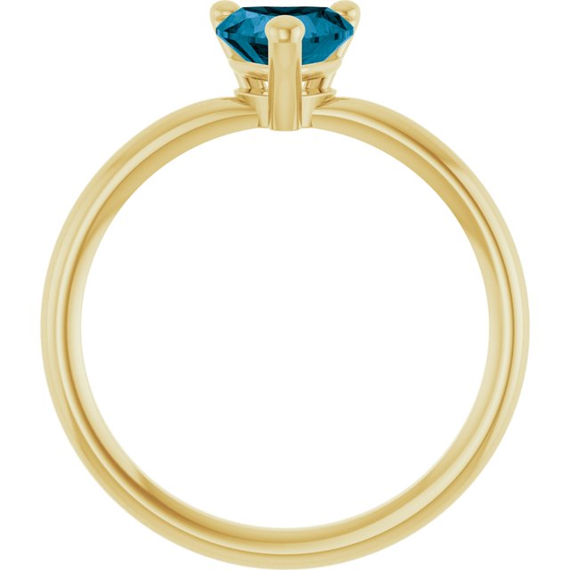 Heart London Blue Topaz Solitaire Ring in Yellow Gold