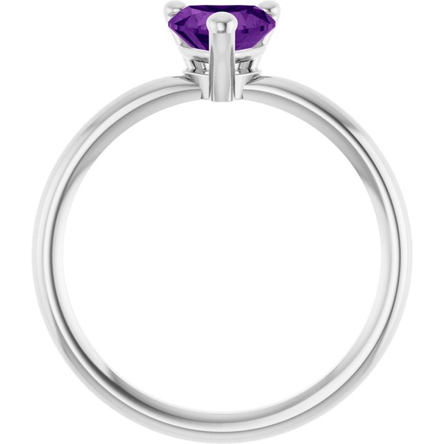 Heart Amethyst Solitaire Ring in White Gold