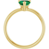 Heart Lab-Grown Emerald Solitaire Ring in Yellow Gold