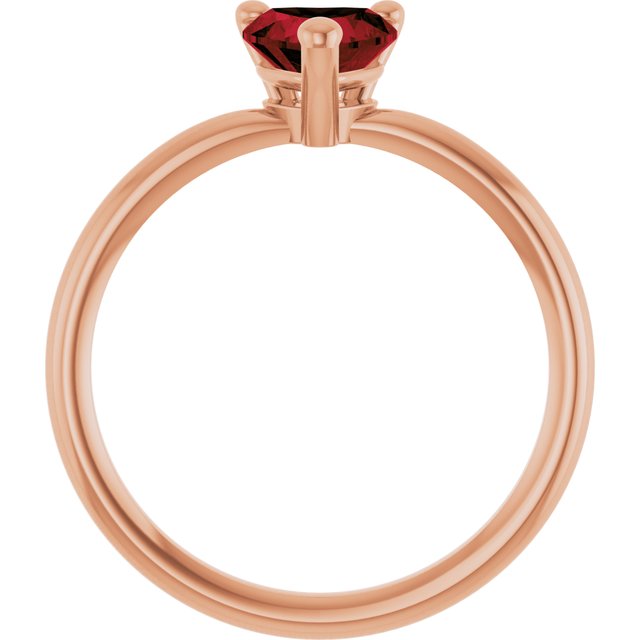 Heart Mozambique Garnet Solitaire Ring in Gold