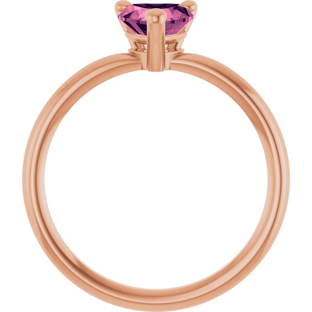 Heart Pink Tourmaline Solitaire Ring in Rose Gold