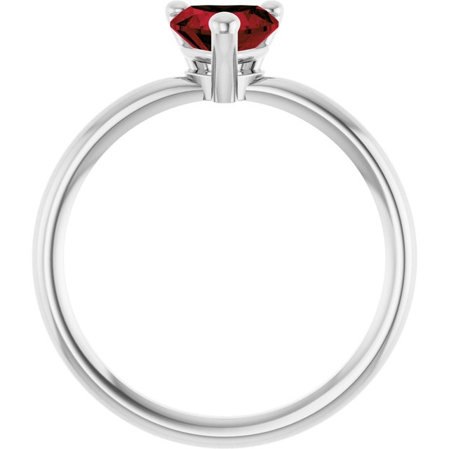 Heart Mozambique Garnet Solitaire Ring in Platinum