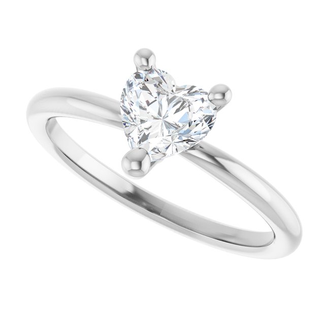 Heart White Sapphire Solitaire Ring in White Gold