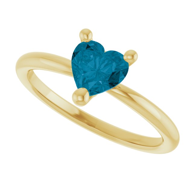 Heart London Blue Topaz Solitaire Ring in Yellow Gold