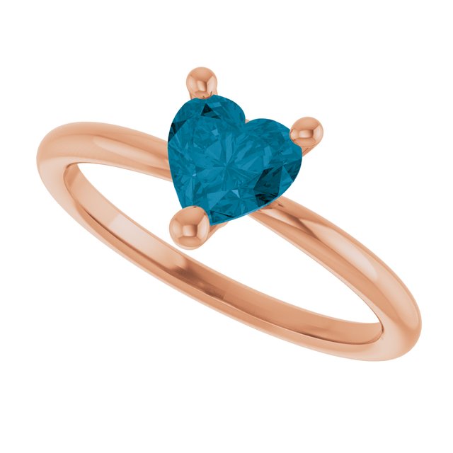 Heart London Blue Topaz Solitaire Ring in Rose Gold