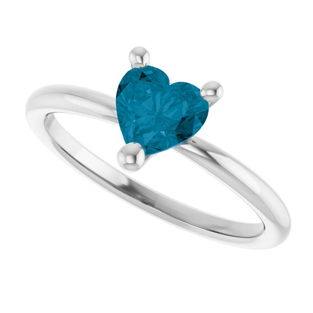 Heart London Blue Topaz Solitaire Ring in Platinum