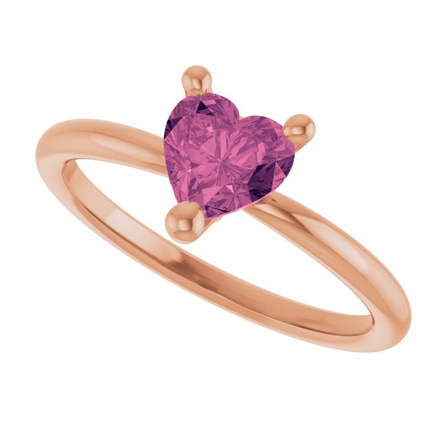 Heart Pink Tourmaline Solitaire Ring in Rose Gold