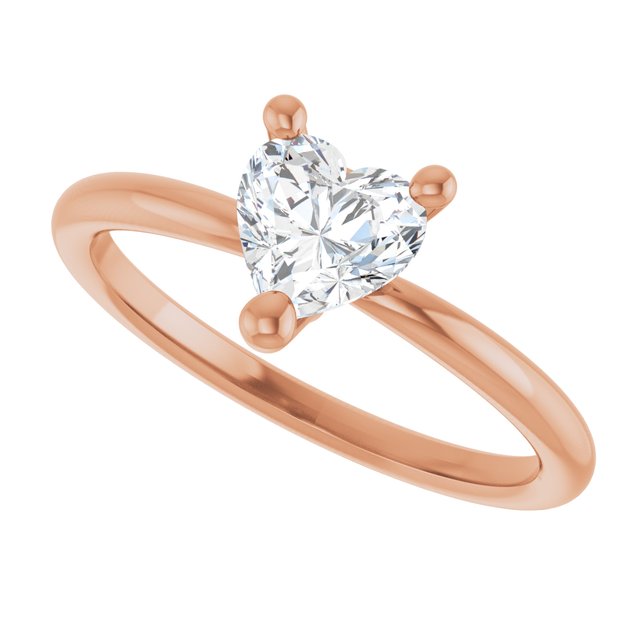 Heart White Sapphire Solitaire Ring in Rose Gold