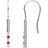 Ruby & Diamond Round Bar Earrings in Gold and Platinum