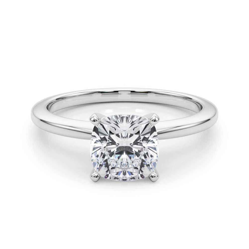 IGI Lab-Grown Cushion Diamond Four Prong Solitaire Engagement Ring, D Color VVS Clarity