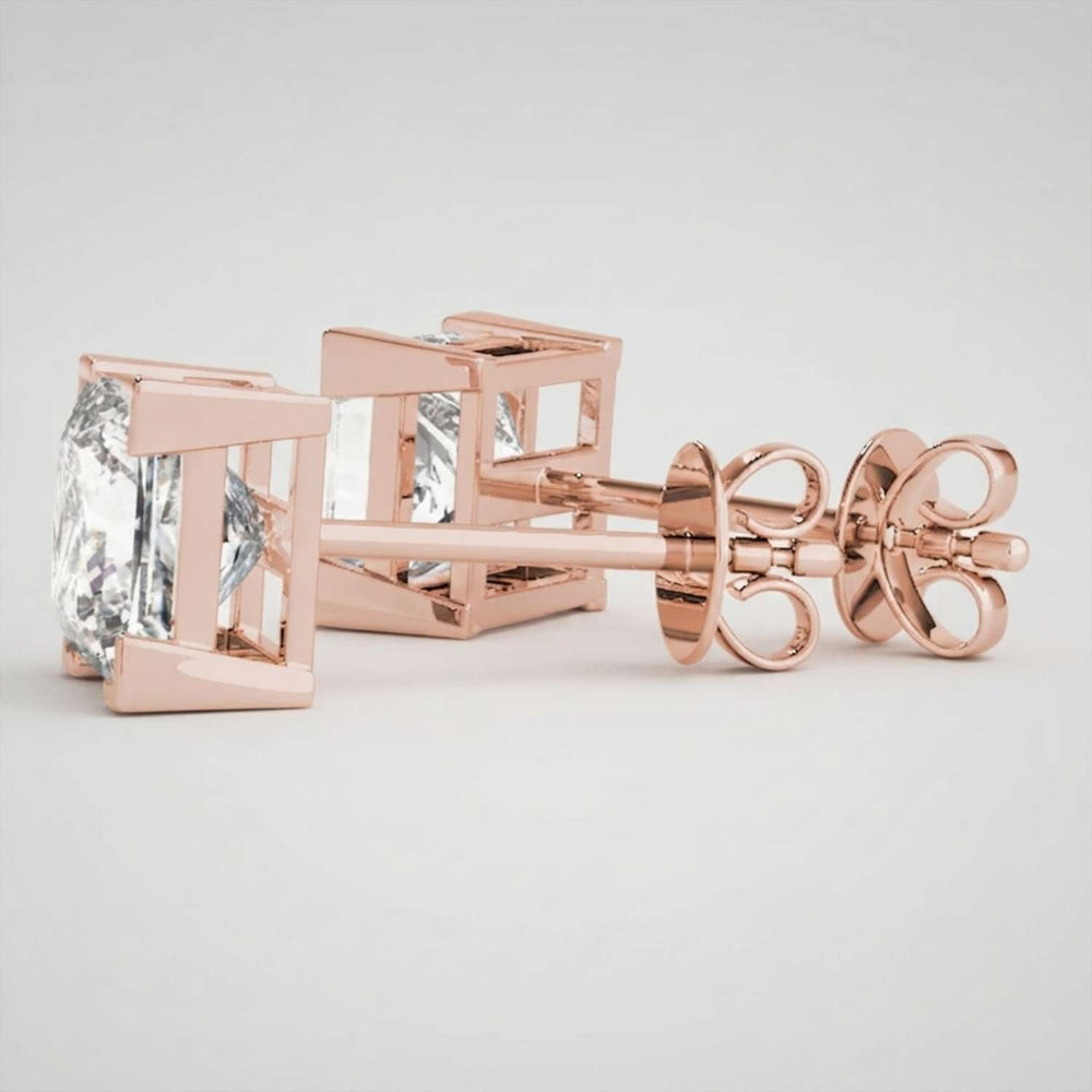Princess Cut Diamond Stud Earrings Gift for Girlfriend Platinum