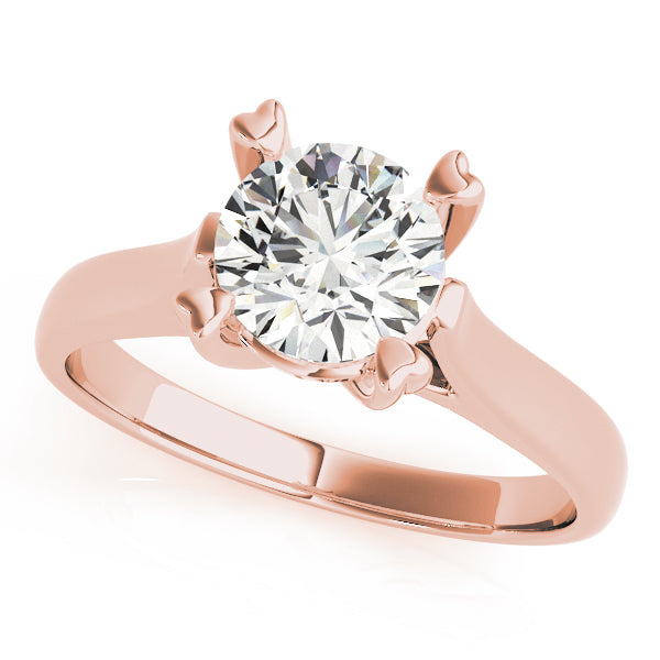 Round Cut Diamond Heart-Shaped Prong Set Engagement Ring