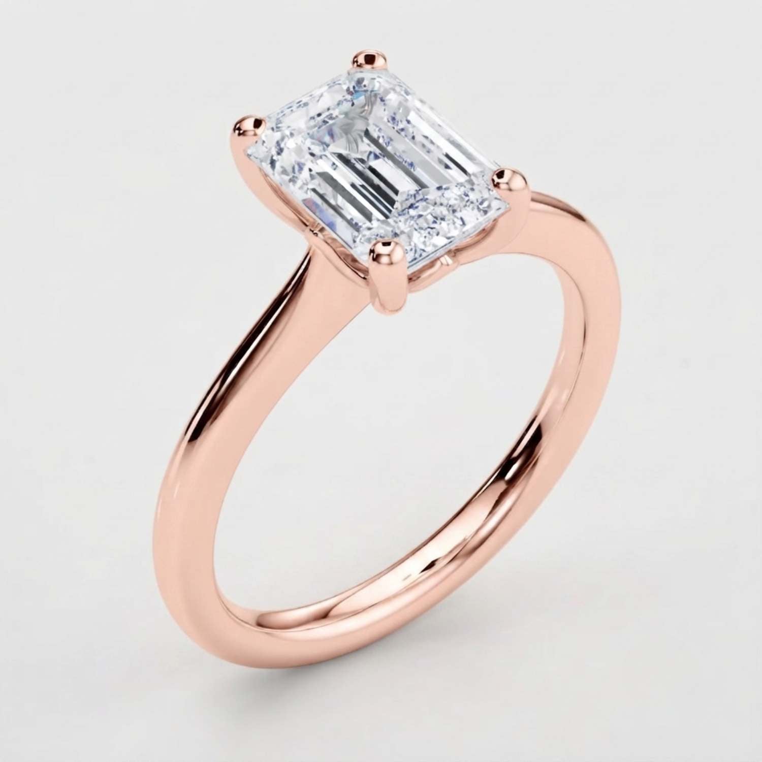 IGI Lab-Grown D-VVS Emerald Cut Diamond 4-prong Solitaire Engagement Ring Gift For Her