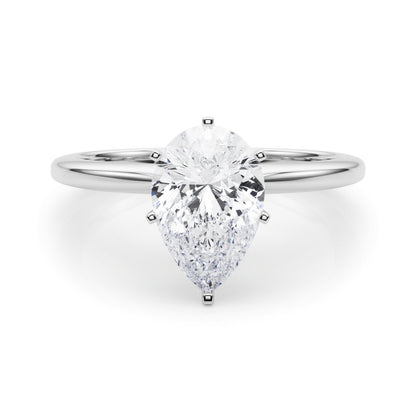 IGI Lab-Grown Pear Diamond 6 Claw Set Solitaire Engagement Ring, D Color VVS Clarity