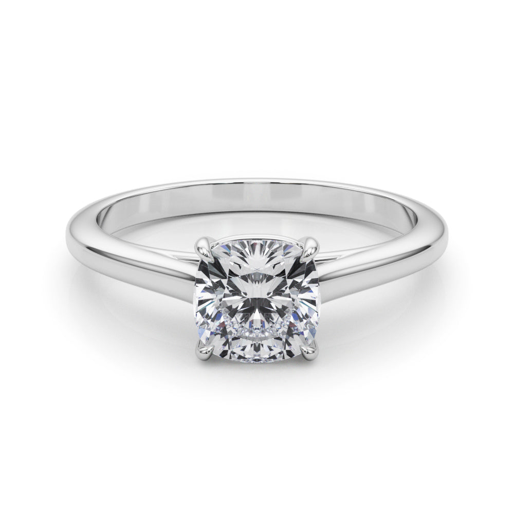 IGI Lab-Grown Cushion Diamond 4 Prong Set Solitaire Engagement Ring, D Color VVS Clarity