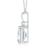 Emerald-Cut Lab-Grown Diamond Solitaire Pendant with Accent