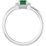 Emerald Emerald Halo Ring with Diamond Accents in White Gold