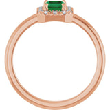 Emerald Emerald Halo Ring with Diamond Accents in Rose Gold