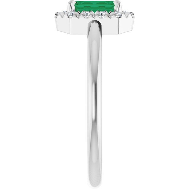 Emerald Emerald Halo Ring with Diamond Accents in White Gold