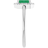 Emerald Emerald Halo Ring with Diamond Accents in White Gold