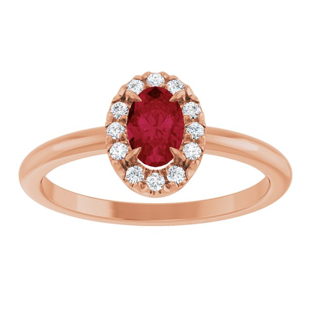 Oval Ruby Halo Ring with Diamond Accents in Gold and Platinum