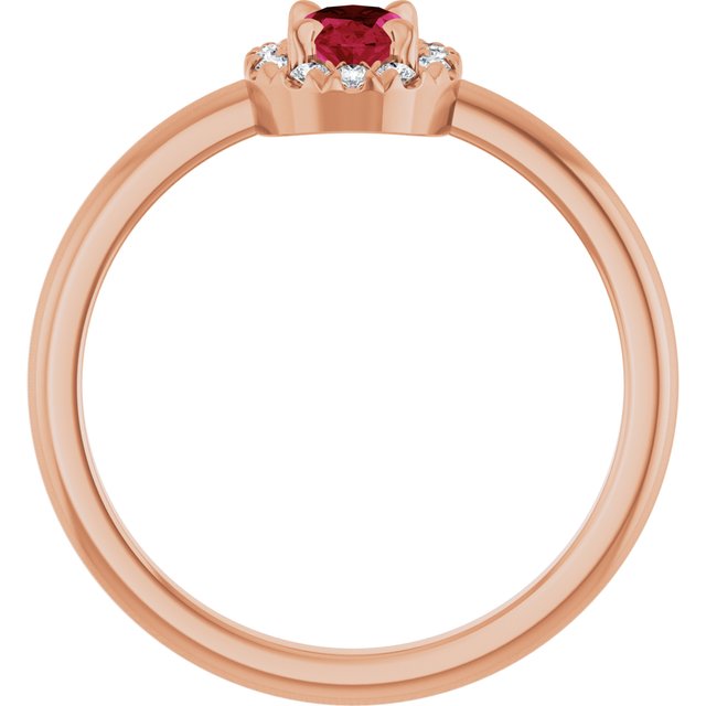 Oval Ruby Halo Ring with Diamond Accents in Gold and Platinum