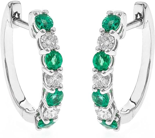 0.63ct Lab Emerald Diamond  Hoop Earrings