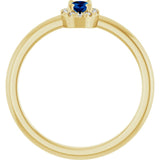 Oval Lab-Grown Blue Sapphire & Diamond Halo Ring in Yellow Gold