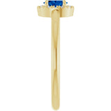 Oval Lab-Grown Blue Sapphire & Diamond Halo Ring in Yellow Gold