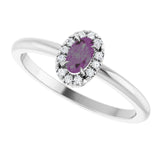 Oval Lab-Grown Alexandrite & Diamond Halo Ring in Gold and Platinum