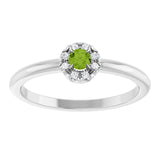 Round Peridot Halo Ring with Diamond Accents in Gold
