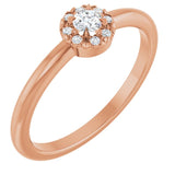 Round White Sapphire & Diamond Halo Ring in Gold and Platinum