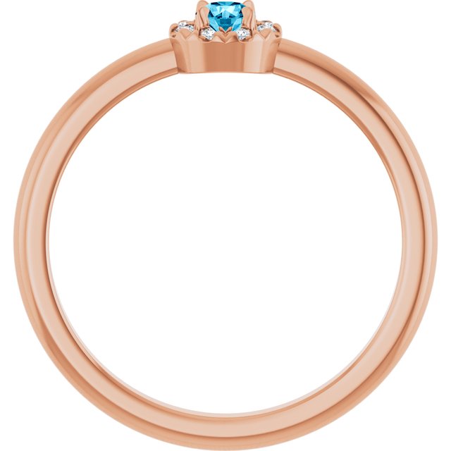 Round Aquamarine Halo Ring with Diamond Accents in Gold