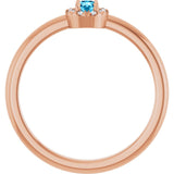 Round Aquamarine Halo Ring with Diamond Accents in Gold