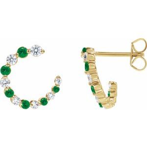 Tsavorite Garnet & Diamond Round Hoop Earrings in Gold and Platinum